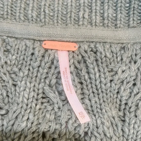 Free People Montana Cable Oversized Mint Green Knit Cardigan Size XS - Picture 2 of 8